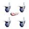 Service Caster 3 Inch Blue Poly Wheel Swivel 3/4 Inch Square Stem Caster Set Total Lock Brake SCC-SQTTL20S314-PPUB-BLUE-34-4 - alternate 2